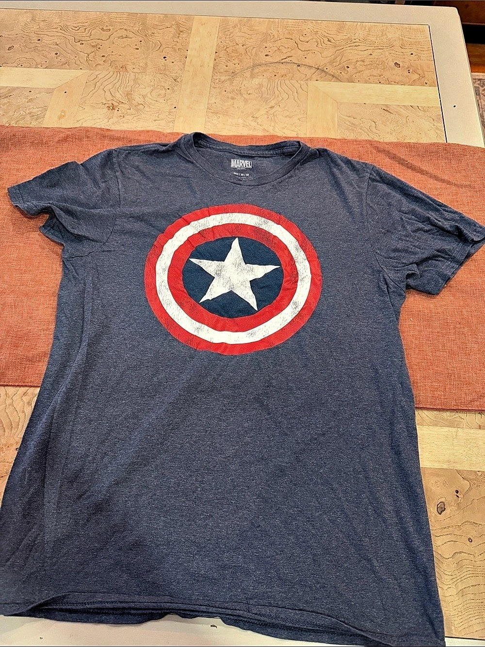 Marvel Captain America Shield Logo Heather Blue T-Shirt Shield Logo T-Shirt
